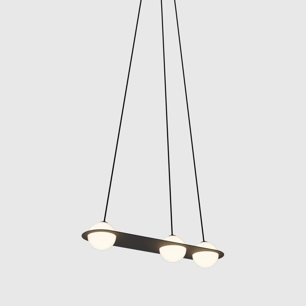 Pendant Light | Black & White Glass Shade & Adjustable Height | Hardwired
