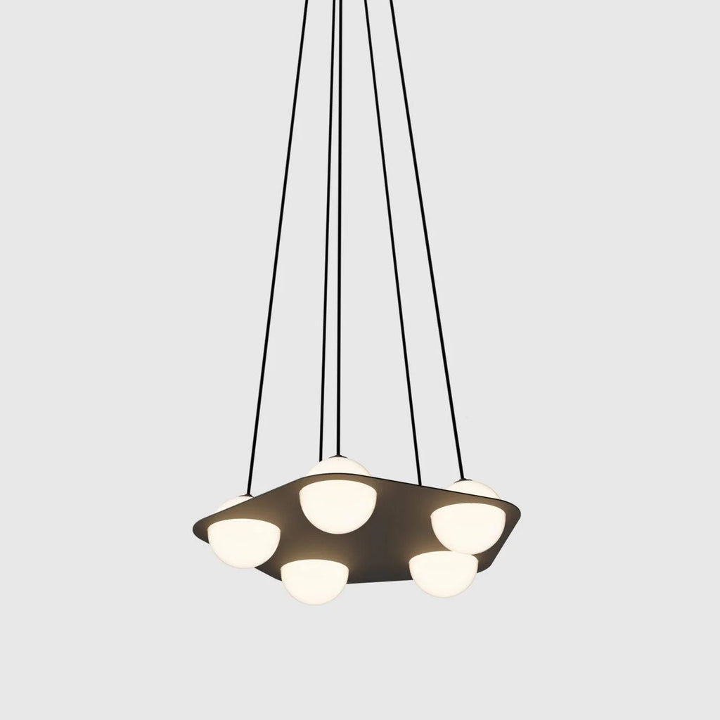 Pendant Light | Black & White Glass Shade & Adjustable Height | Hardwired
