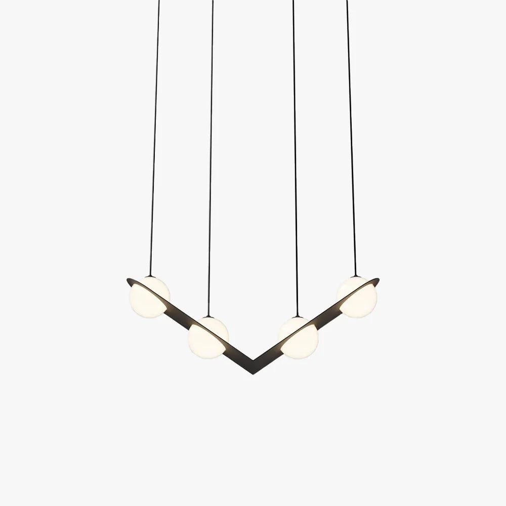 Pendant Light | Black & White Glass Shade & Adjustable Height | Hardwired