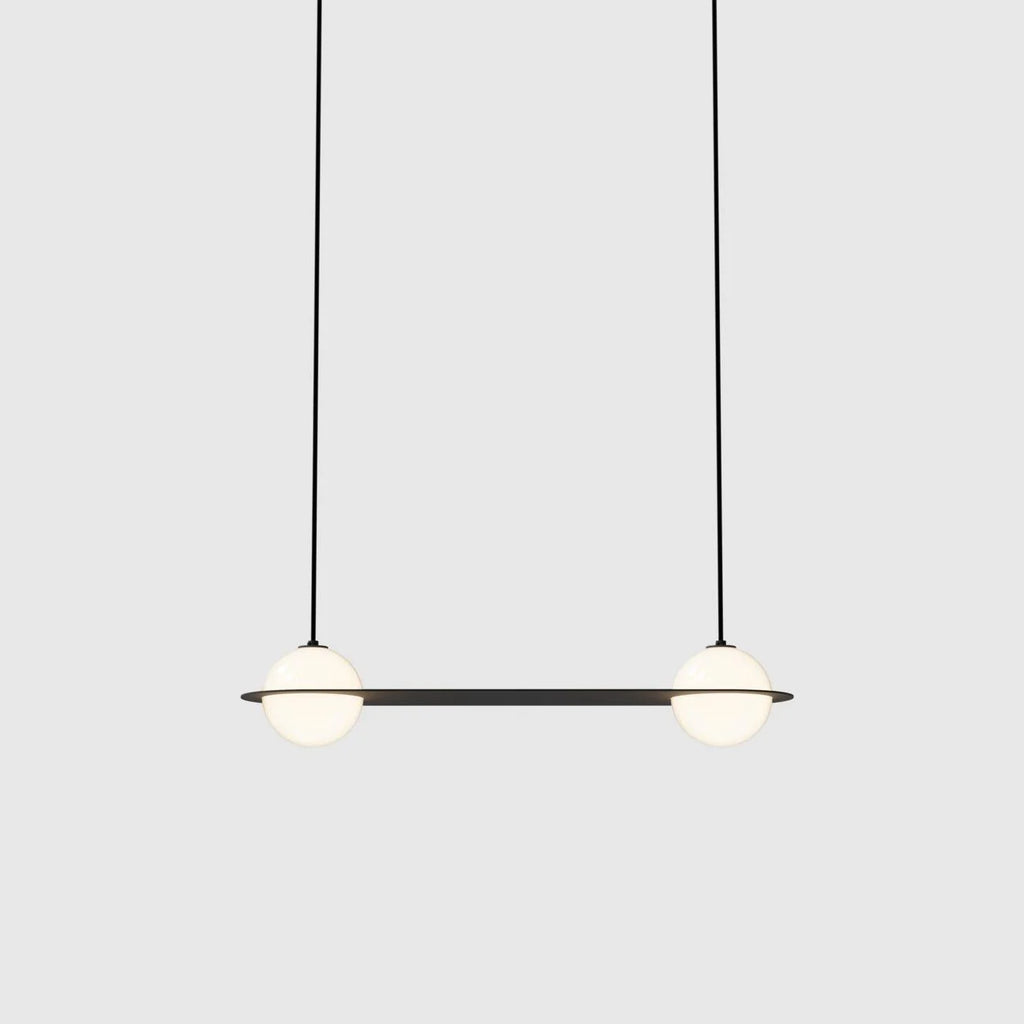 Pendant Light | Black & White Glass Shade & Adjustable Height | Hardwired