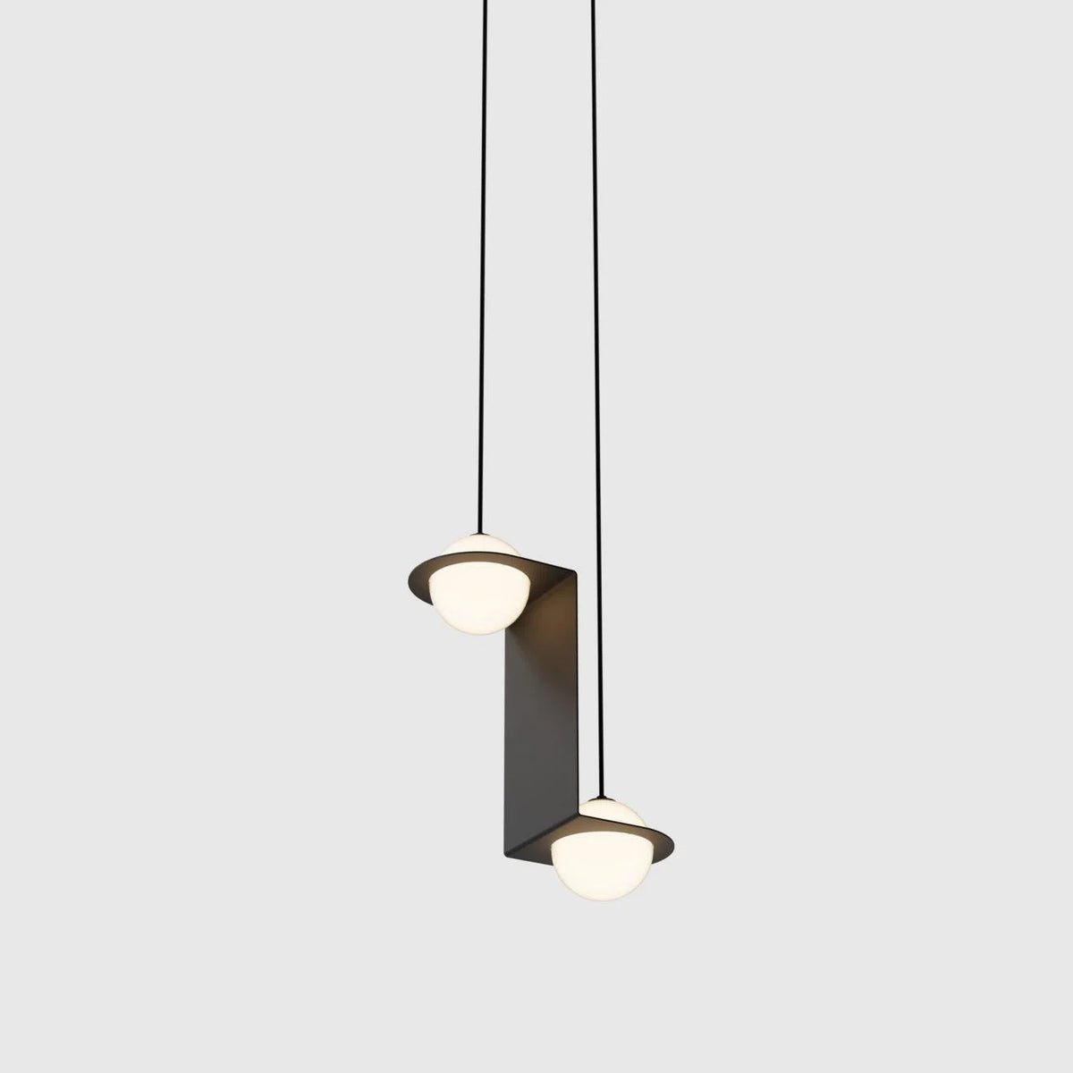 Pendant Light | Black & White Glass Shade & Adjustable Height | Hardwired