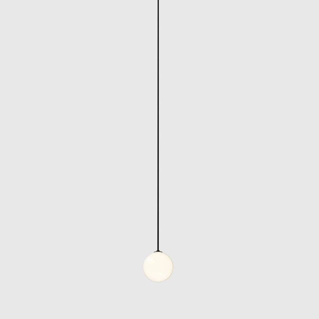 Pendant Light | Black & White Glass Shade & Adjustable Height | Hardwired