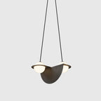 Pendant Light | Black & White Glass Shade & Adjustable Height | Hardwired