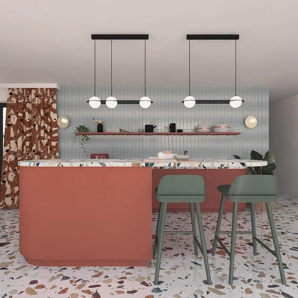 Pendant Light | Black & White Glass Shade & Adjustable Height | Hardwired