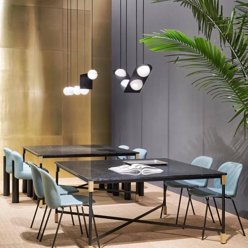 Pendant Light | Black & White Glass Shade & Adjustable Height | Hardwired