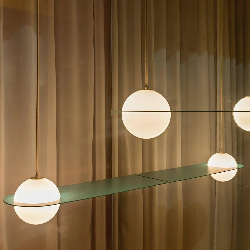 Pendant Light | Black & White Glass Shade & Adjustable Height | Hardwired