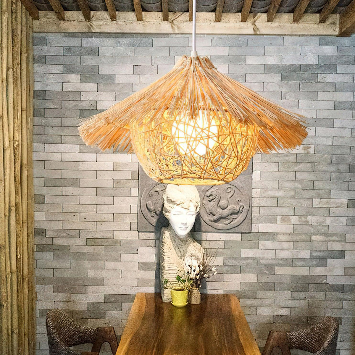 Pendant Light | Boho Rattan & Iron | Ø 40/50/60 cm