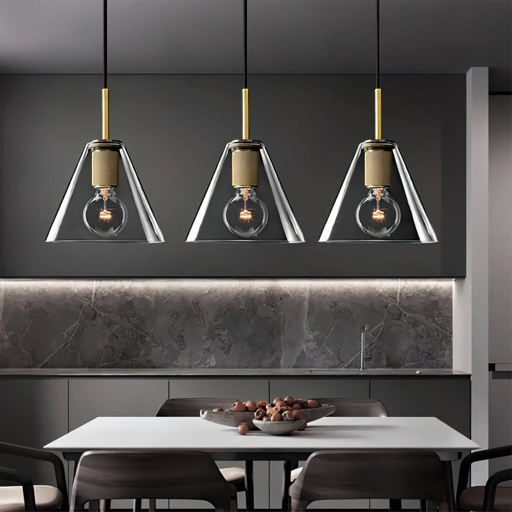 Pendant Light | Brass & Glass | Hardwired & Dimmer Compatible