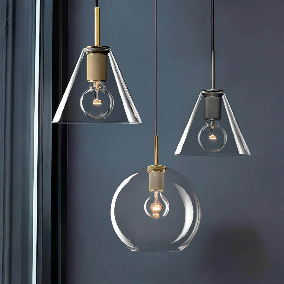 Pendant Light | Brass & Glass | Hardwired & Dimmer Compatible