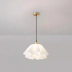 Pendant Light | Brass & White Plastic Shade | Adjustable Height