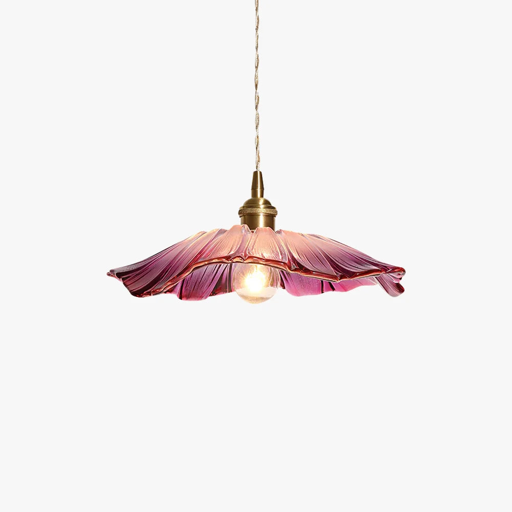 Pendant Light | Clear Glass Petals & Retro Brass