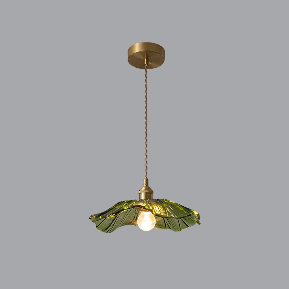 Pendant Light | Clear Glass Petals & Retro Brass