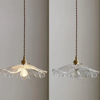 Pendant Light | Clear Glass Petals & Retro Brass