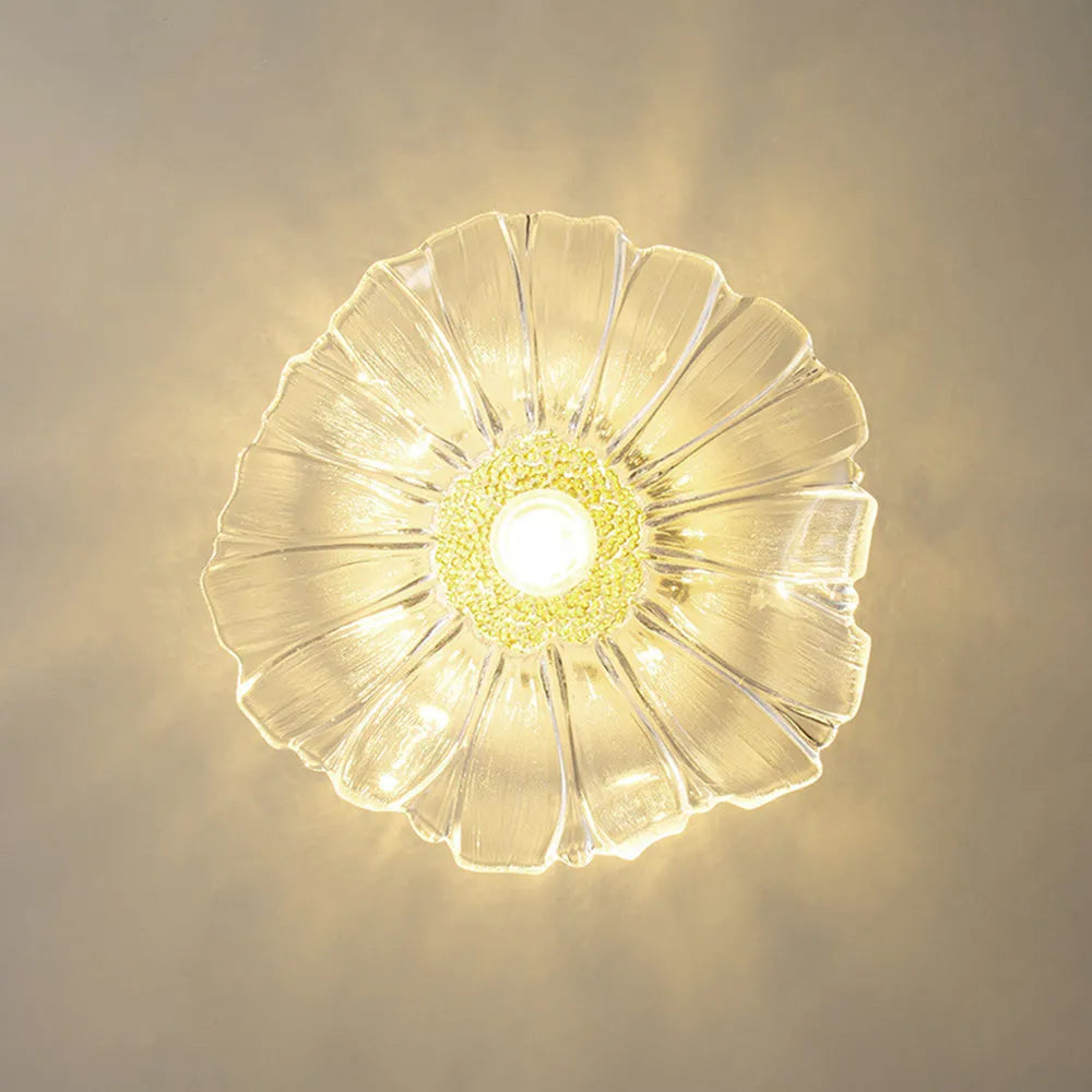 Pendant Light | Clear Glass Petals & Retro Brass