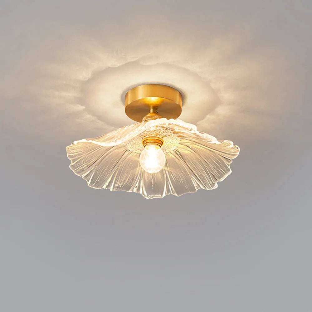 Pendant Light | Clear Glass Petals & Retro Brass