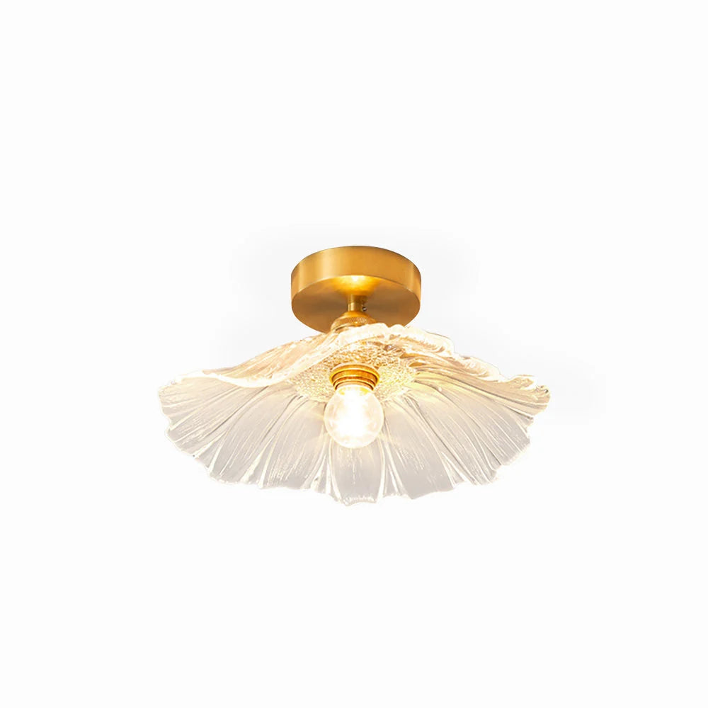 Pendant Light | Clear Glass Petals & Retro Brass