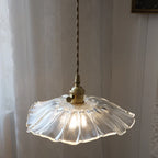 Pendant Light | Clear Glass Petals & Retro Brass