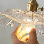 Pendant Light | Clear Glass Petals & Retro Brass