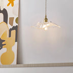Pendant Light | Clear Glass Petals & Retro Brass