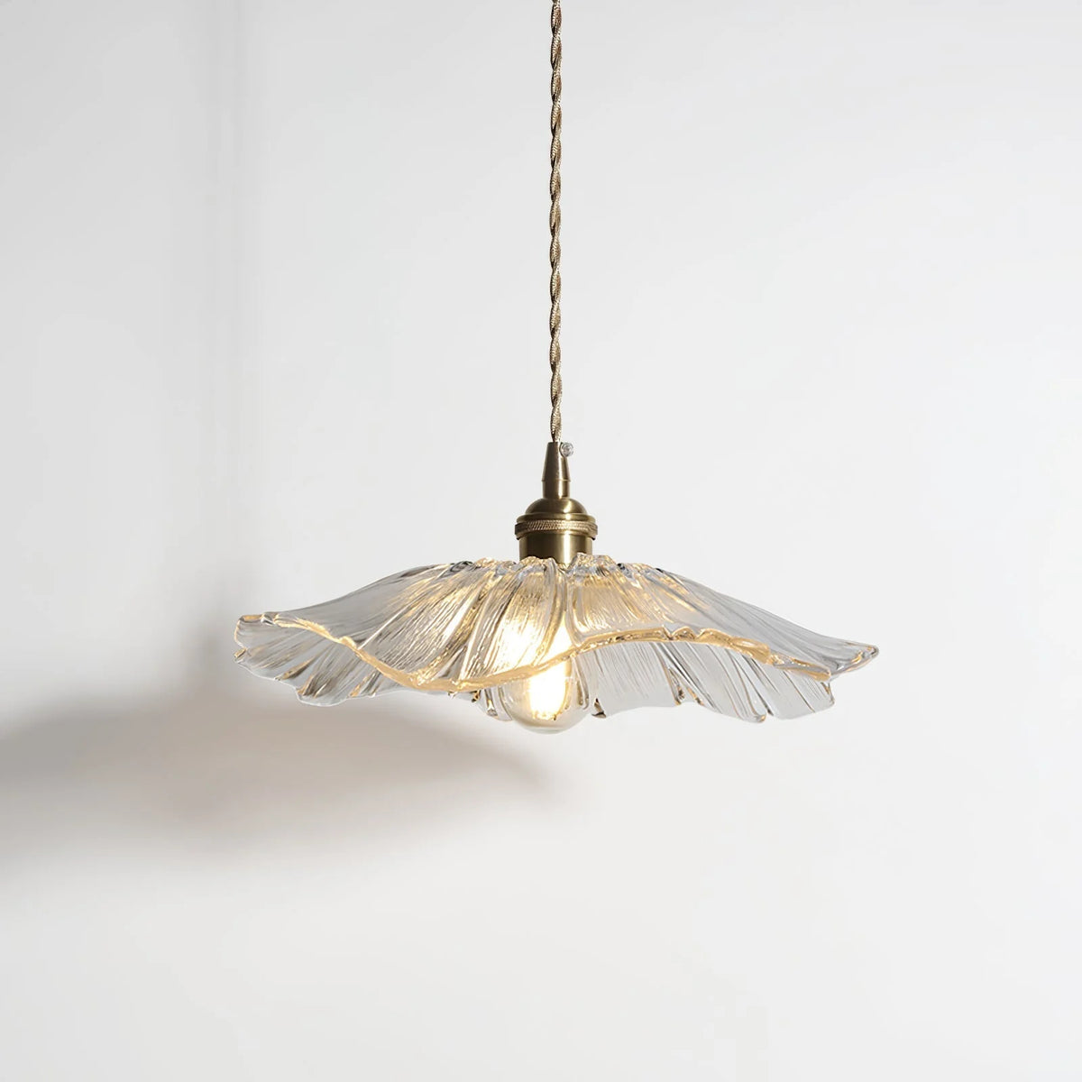Pendant Light | Clear Glass Petals & Retro Brass