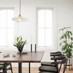 Pendant Light | Clear Glass Petals & Retro Brass