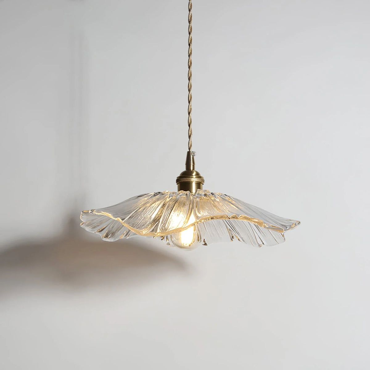 Pendant Light | Clear Glass Petals & Retro Brass