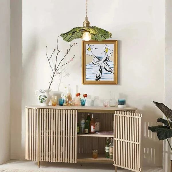 Pendant Light | Clear Glass Petals & Retro Brass