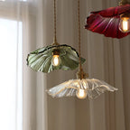 Pendant Light | Clear Glass Petals & Retro Brass