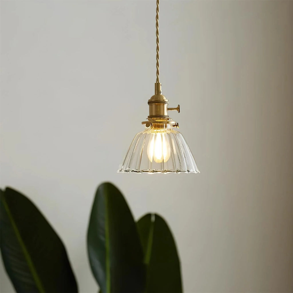 Pendant Light | Clear Glass Shade & Brass Finish | 150 cm Adjustable Wire
