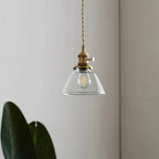 Pendant Light | Clear Glass Shade & Brass Finish | 150 cm Adjustable Wire