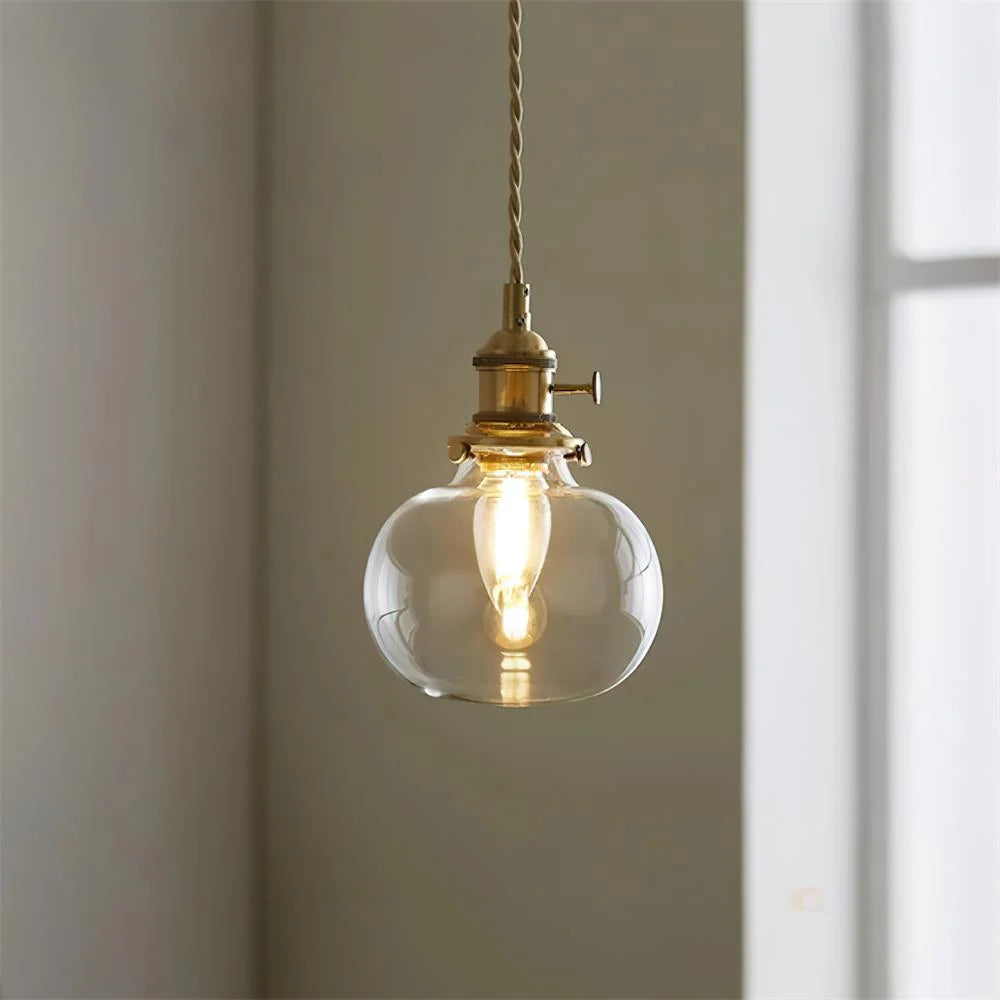 Pendant Light | Clear Glass Shade & Brass Finish | 150 cm Adjustable Wire