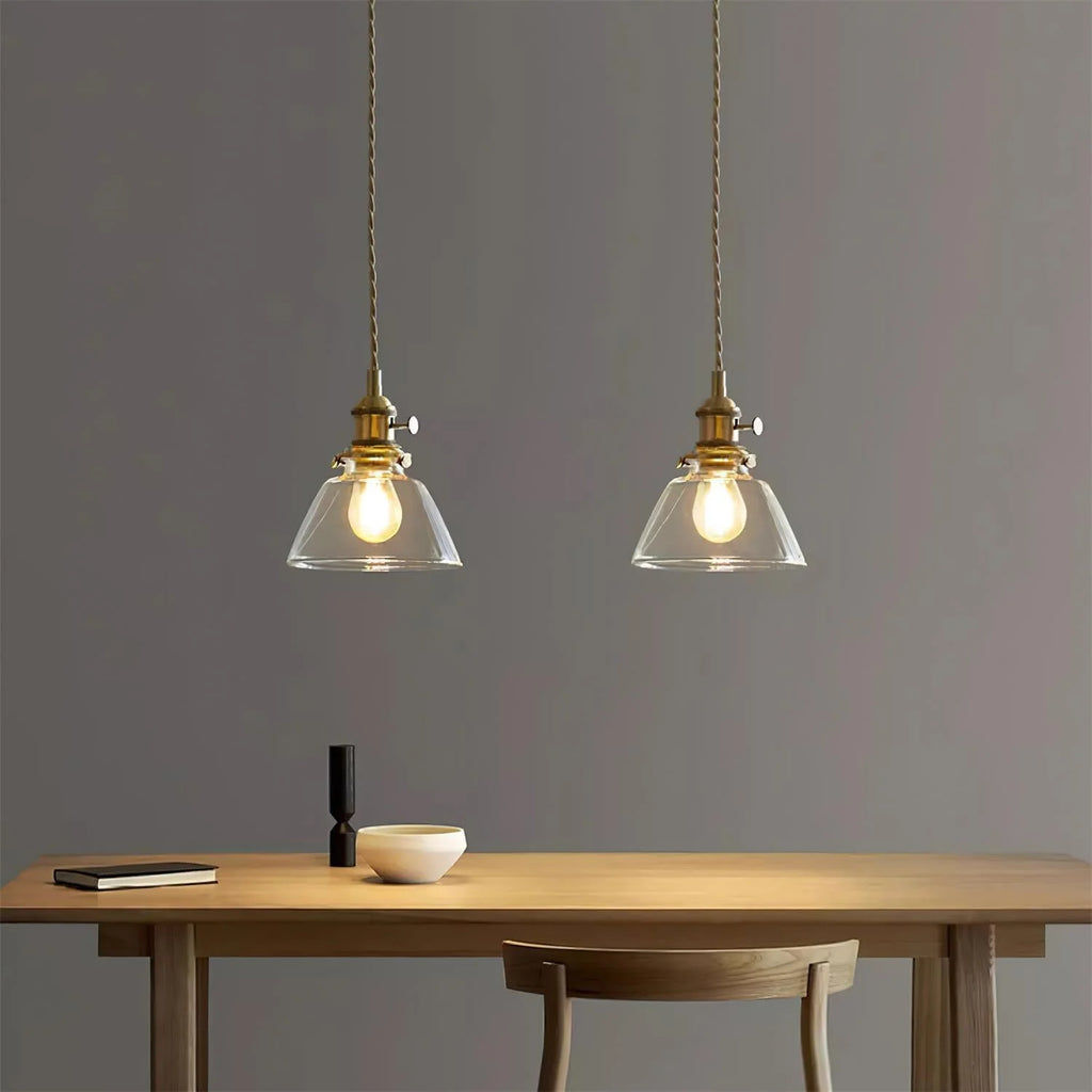 Pendant Light | Clear Glass Shade & Brass Finish | 150 cm Adjustable Wire