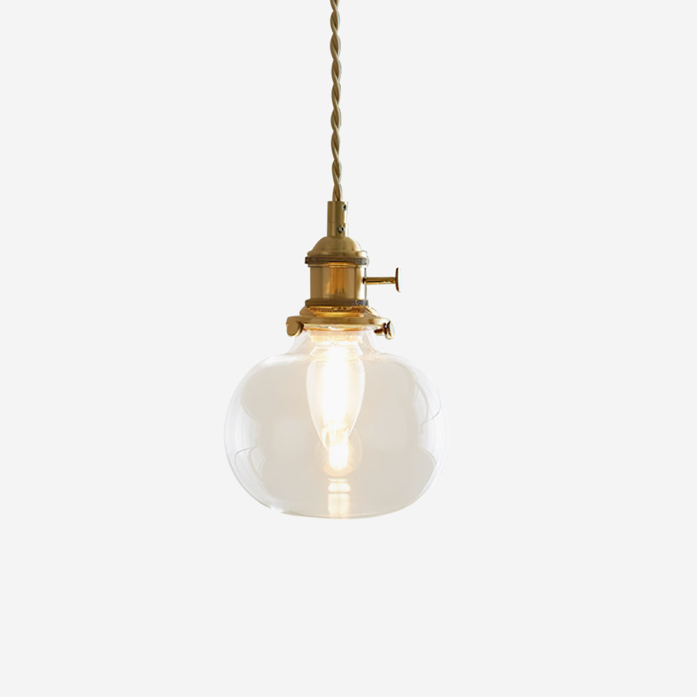 Pendant Light | Clear Glass Shade & Brass Finish | Adjustable Cord