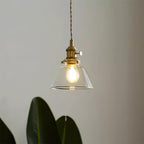Pendant Light | Clear Glass Shade & Brass Finish | Adjustable Cord