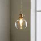 Pendant Light | Clear Glass Shade & Brass Finish | Adjustable Cord