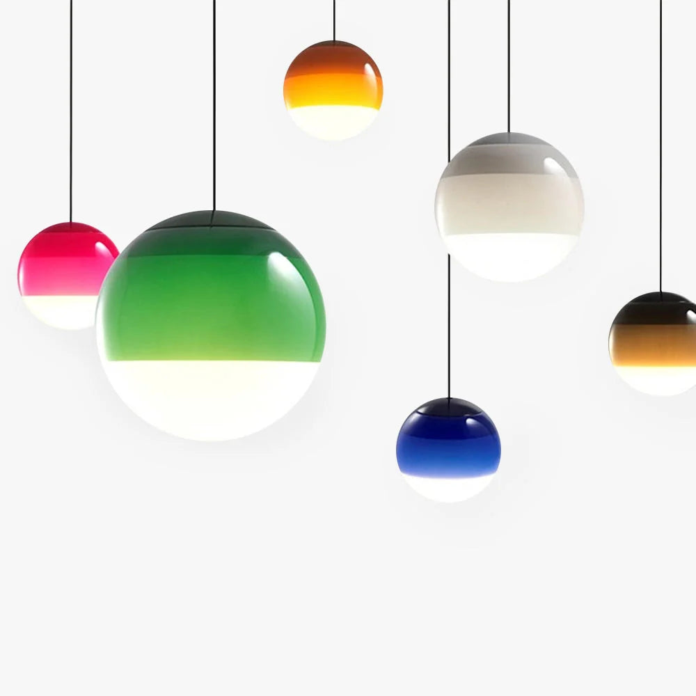Pendant Light | Colorful Glass Shade & Metal Fixture
