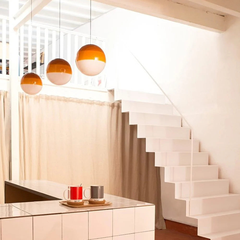 Pendant Light | Colorful Glass Shade & Metal Fixture