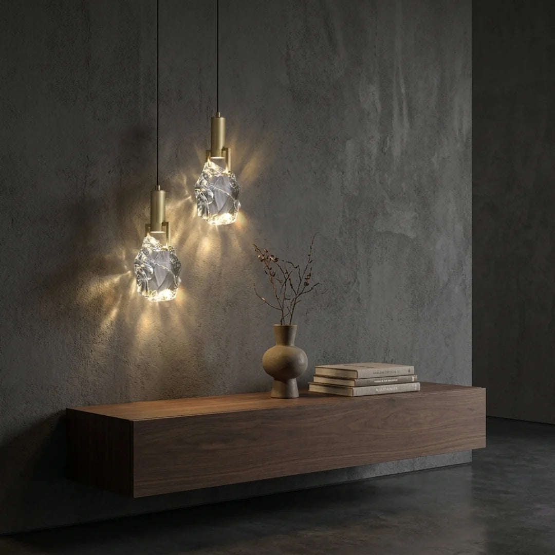 Pendant Light | Crystal & Polished Copper | Adjustable Cord 150 cm