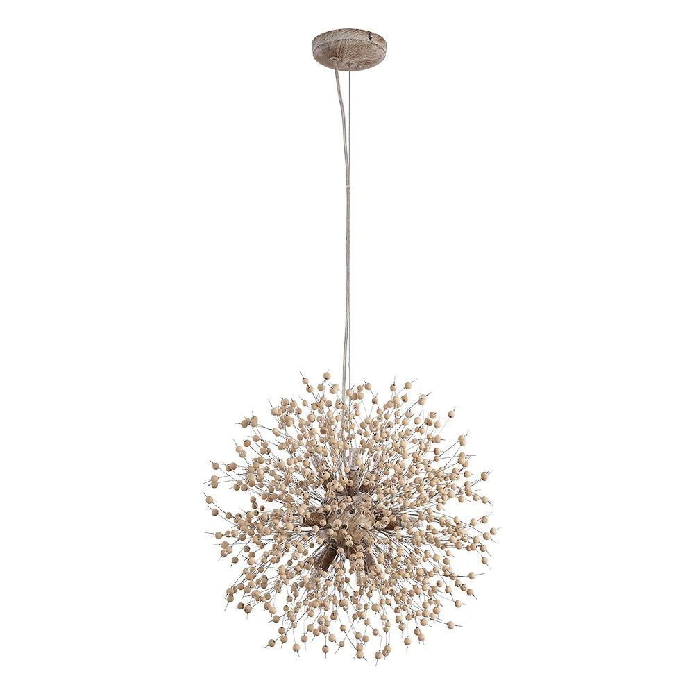 Pendant Light | Dandelion Starburst & Whitewashed Wood Beads | 40/50 cm