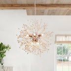 Pendant Light | Dandelion Starburst & Wood Beads | 8/9 Lights