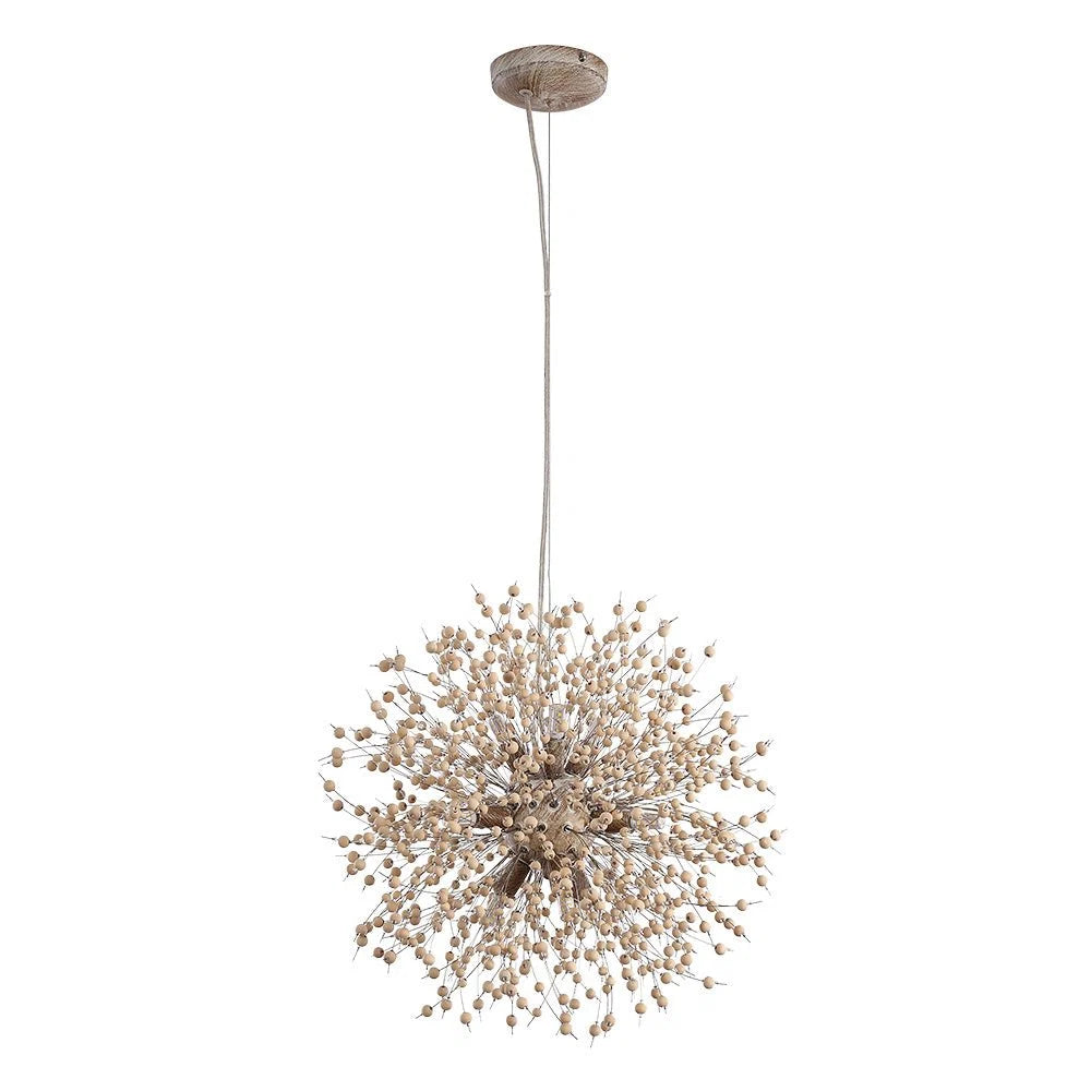 Pendant Light | Dandelion Starburst & Wood Beads | 8/9 Lights