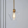 Pendant Light | Diamond-Shaped Glass Shade & Metal Fixture | Hardwired