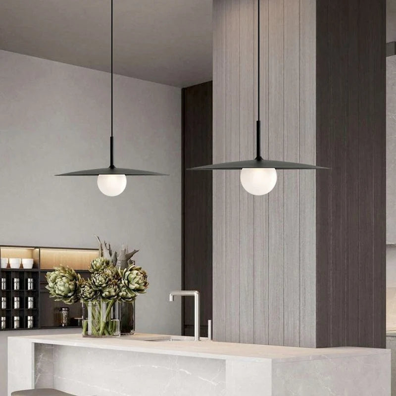 Pendant Light | Dish-Shade Glass & Metal | Adjustable Cord
