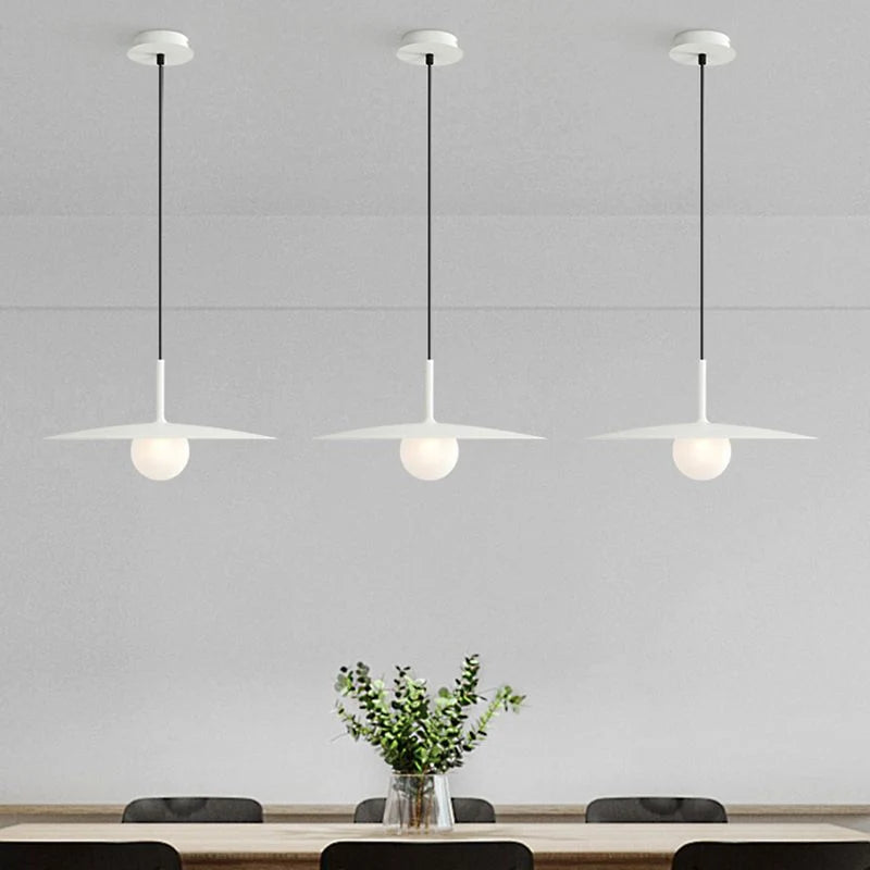 Pendant Light | Dish-Shade Glass & Metal | Adjustable Cord