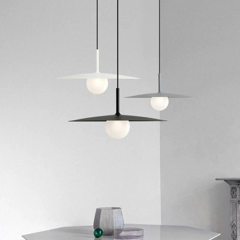 Pendant Light | Dish-Shade Glass & Metal | Adjustable Cord