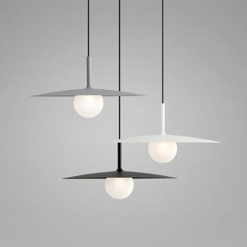 Pendant Light | Dish-Shade Glass & Metal | Adjustable Cord