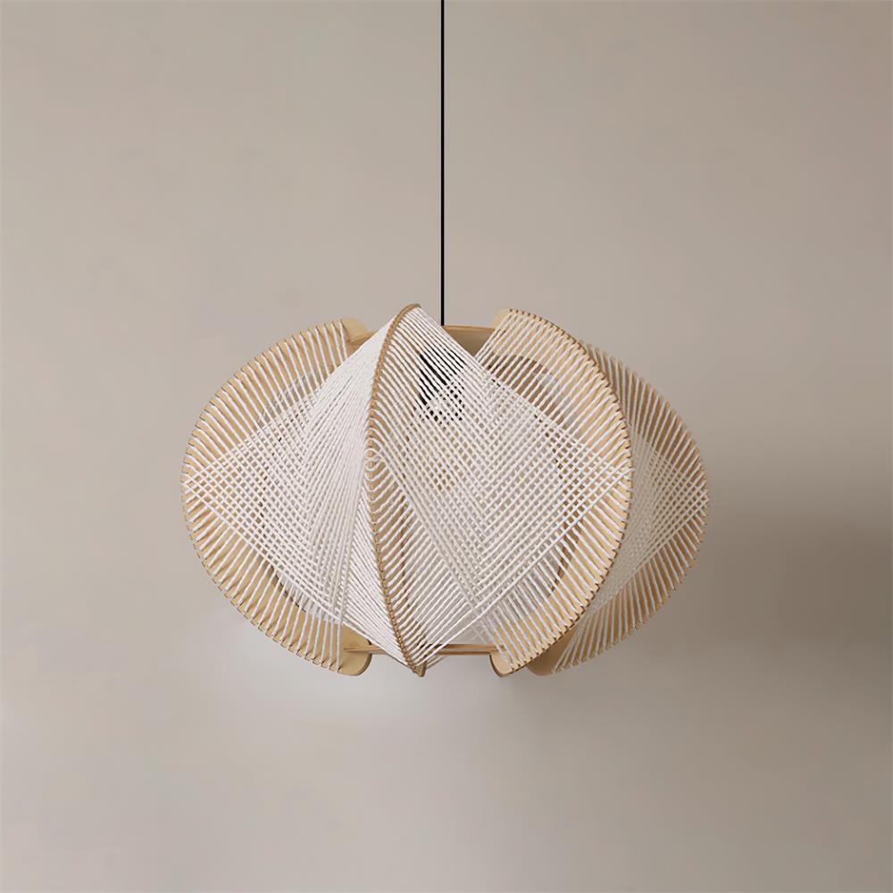 Pendant Light | Fabric Shade & Wood Frame | 30–60 cm