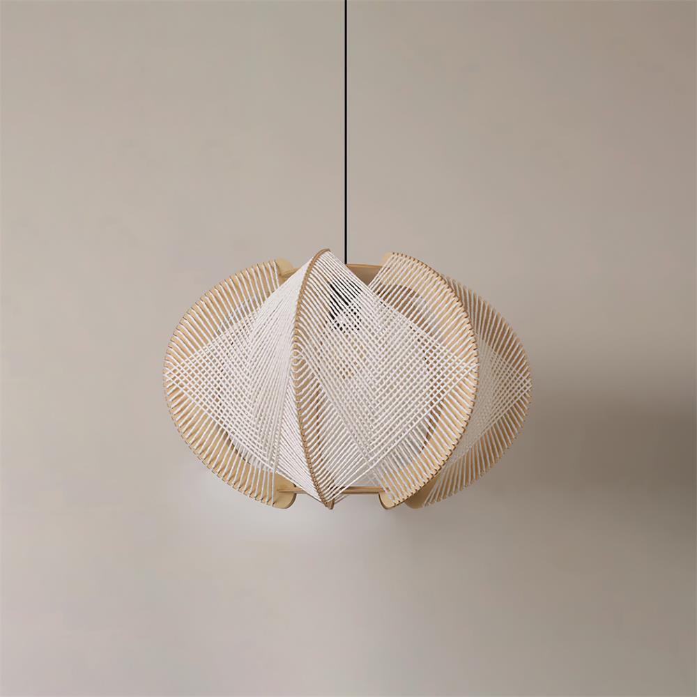 Pendant Light | Fabric Shade & Wood Frame | 30–60 cm