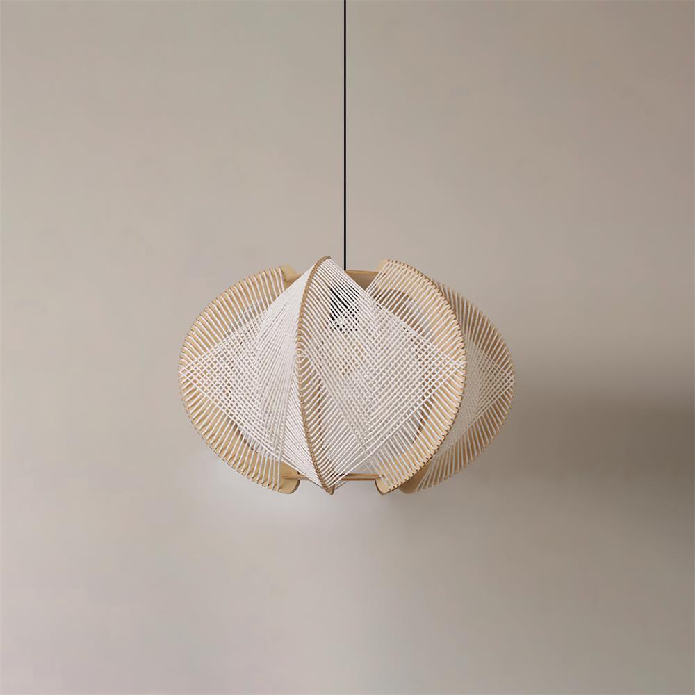Pendant Light | Fabric Shade & Wood Frame | 30–60 cm