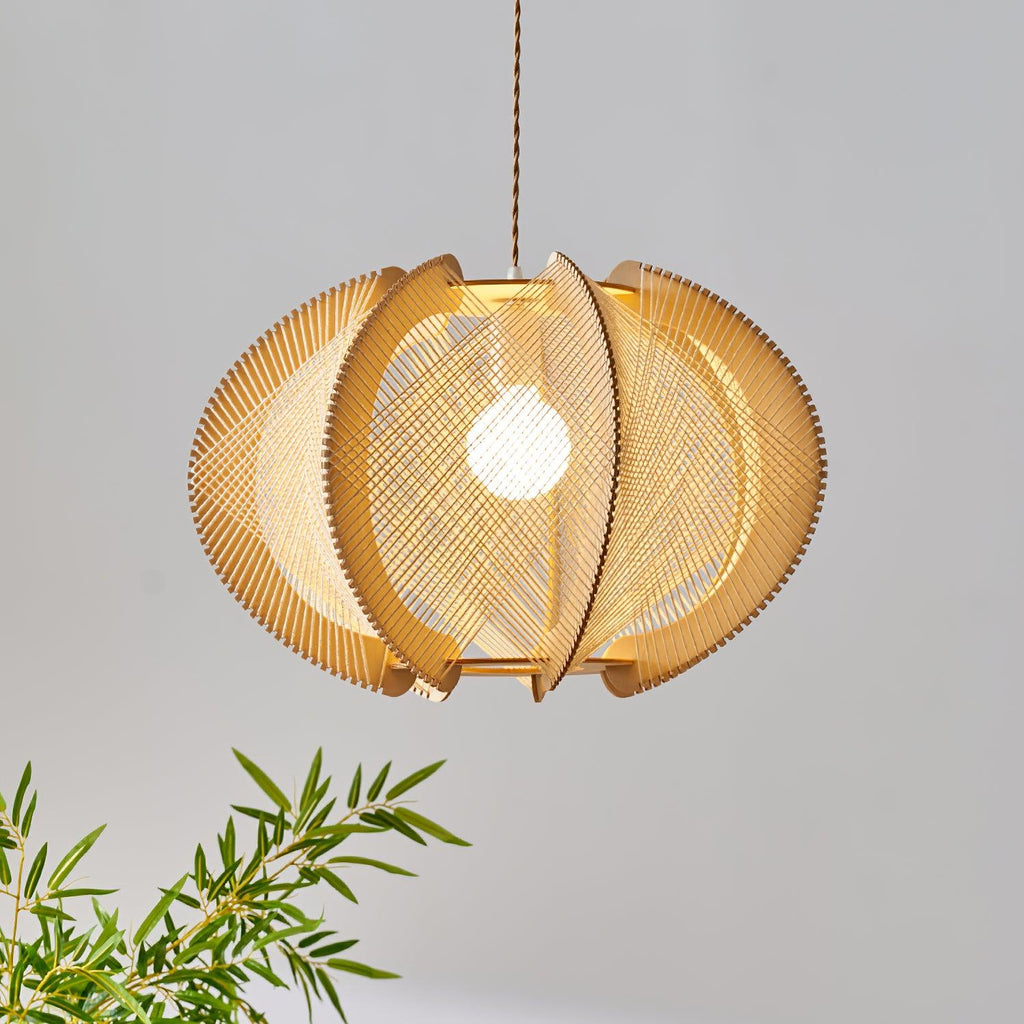 Pendant Light | Fabric Shade & Wood Frame | 30–60 cm